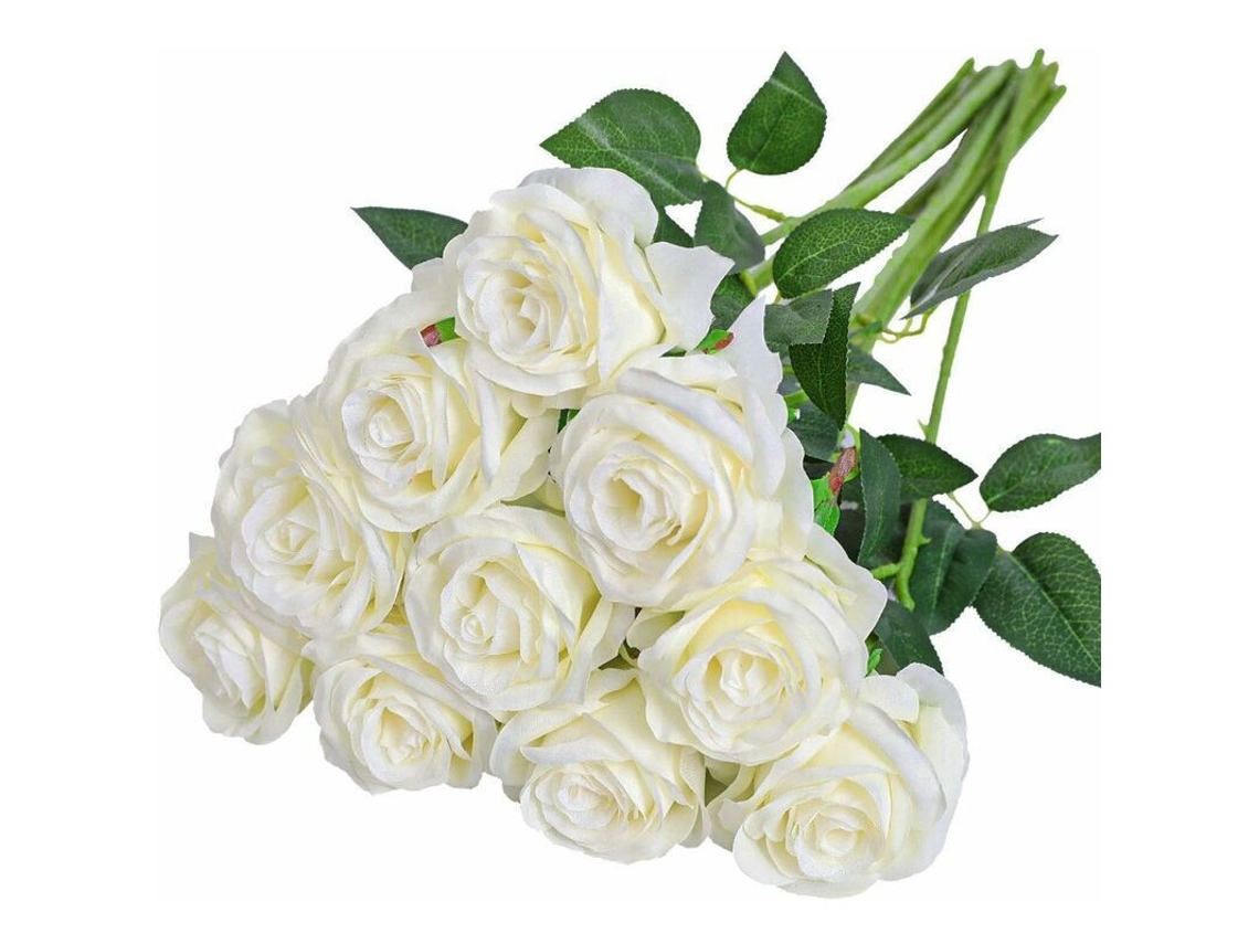 Buquê de Rosas Artificiais de Seda para Casa, Escritório e Casamento Klb AQUAFORGE (10 Unidades)