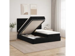 Vidaxl Cama Ottoman Com Colchão Com Cabeceira 2 Unid. Preto Veludo