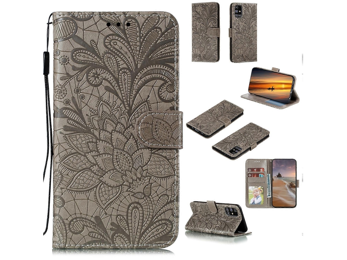 Capa De Couro Com Aba Horizontal E Estampa De Renda Floral, Com Suporte, Compartimentos Para Cartões, Carteira E Porta-retratos Para Samsung Galaxy M3