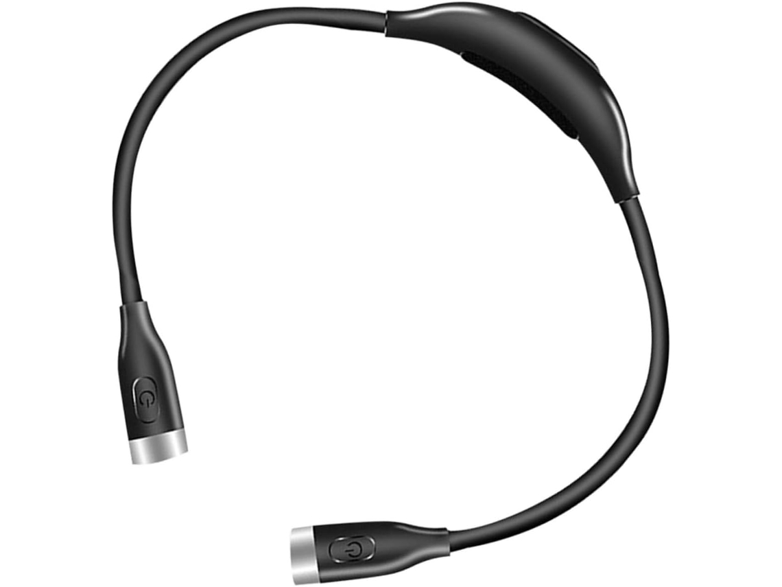 Luminária De Leitura Pescoço Leve Com Bateria 600mah, Corpo Em Plástico Preto Flexível Com Rotação De 360 Graus, Ideal