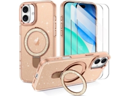 Capa Protetora - Booling - Para Iphone 17 - Com Anel Magnético Dourado Ajustável - 2 Películas De Vidro Temperado