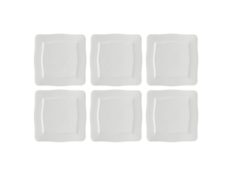 Conjunto de 6 pratos quadrados Florentina Branco, 26,5 cm La Porcellana Bianca