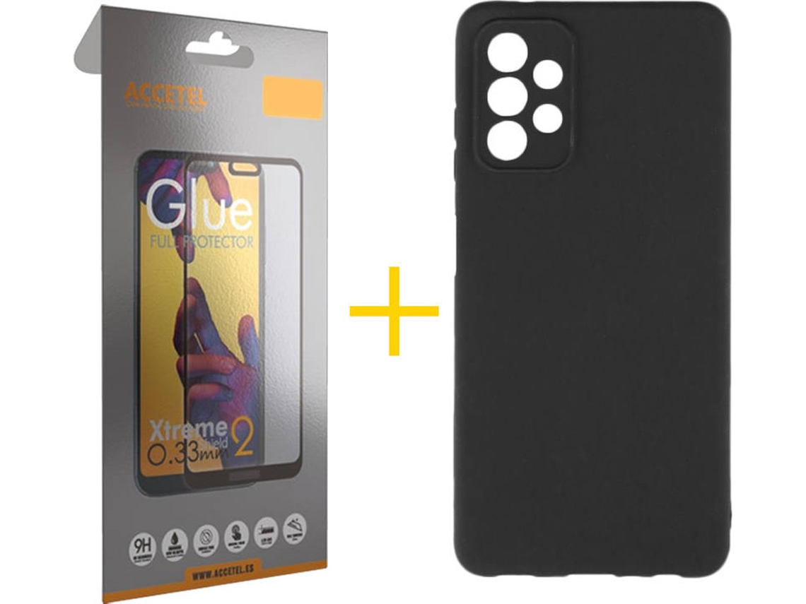Capa e Película Samsung A32 5G ACCETEL Vidro Temperado 4942 Preto