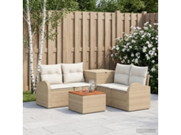 Vidaxl Conjunto De Sofás 6 Unid. Bege E Branco Creme