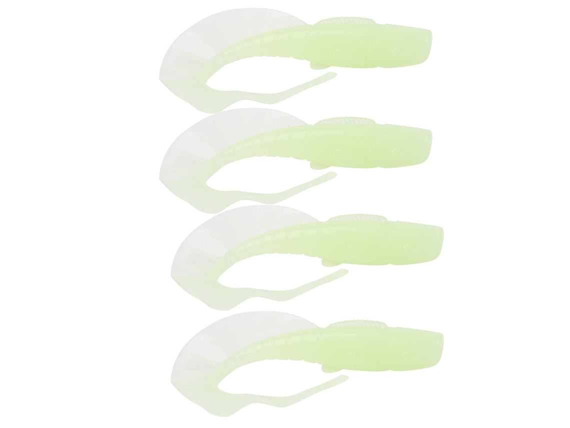 Fishing Lures (salted Silicone Long Tail Swimming) Curly Worm Soft Bait Luminous Artificial Fishing Tackle 4 Pieces Per Pack
