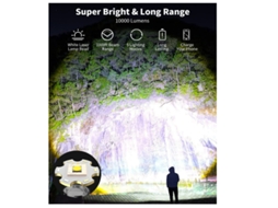 Lanterna Lanterna Led Tochas de 10000 Lúmens Led Super Brilhante,YIZHOOD Lantern-0048 Lanterna Zoomable Led Recarregável Preta YIZHOOD