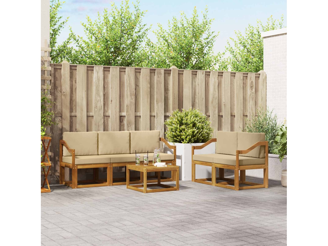 Vidaxl Conjunto De Sofás Para Exterior 6 Pcs Natural E Bege