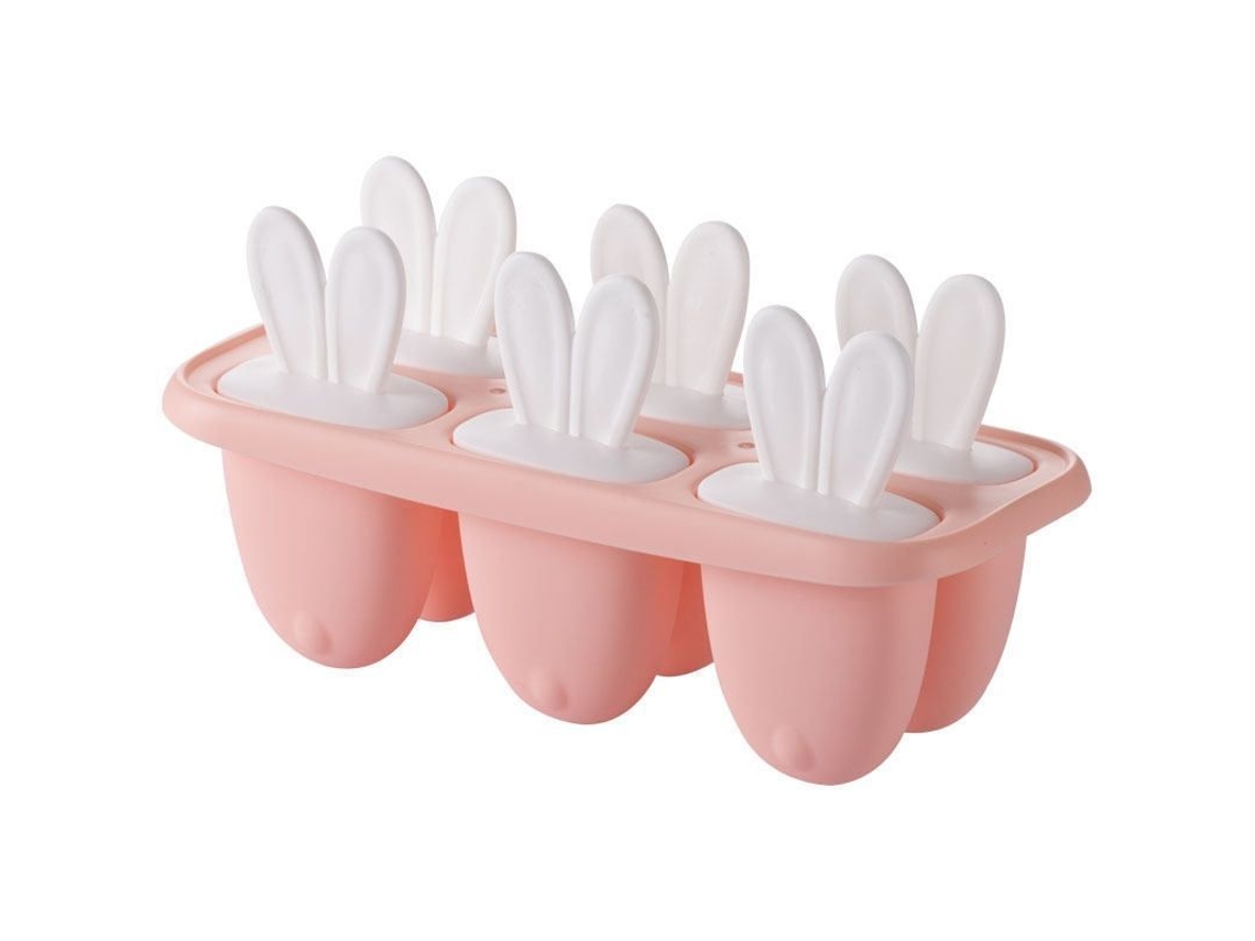 Forma de picolé com palitos em formato de coelho, forma de silicone para sorvetes caseiros, livre de BPA, 6 unidades