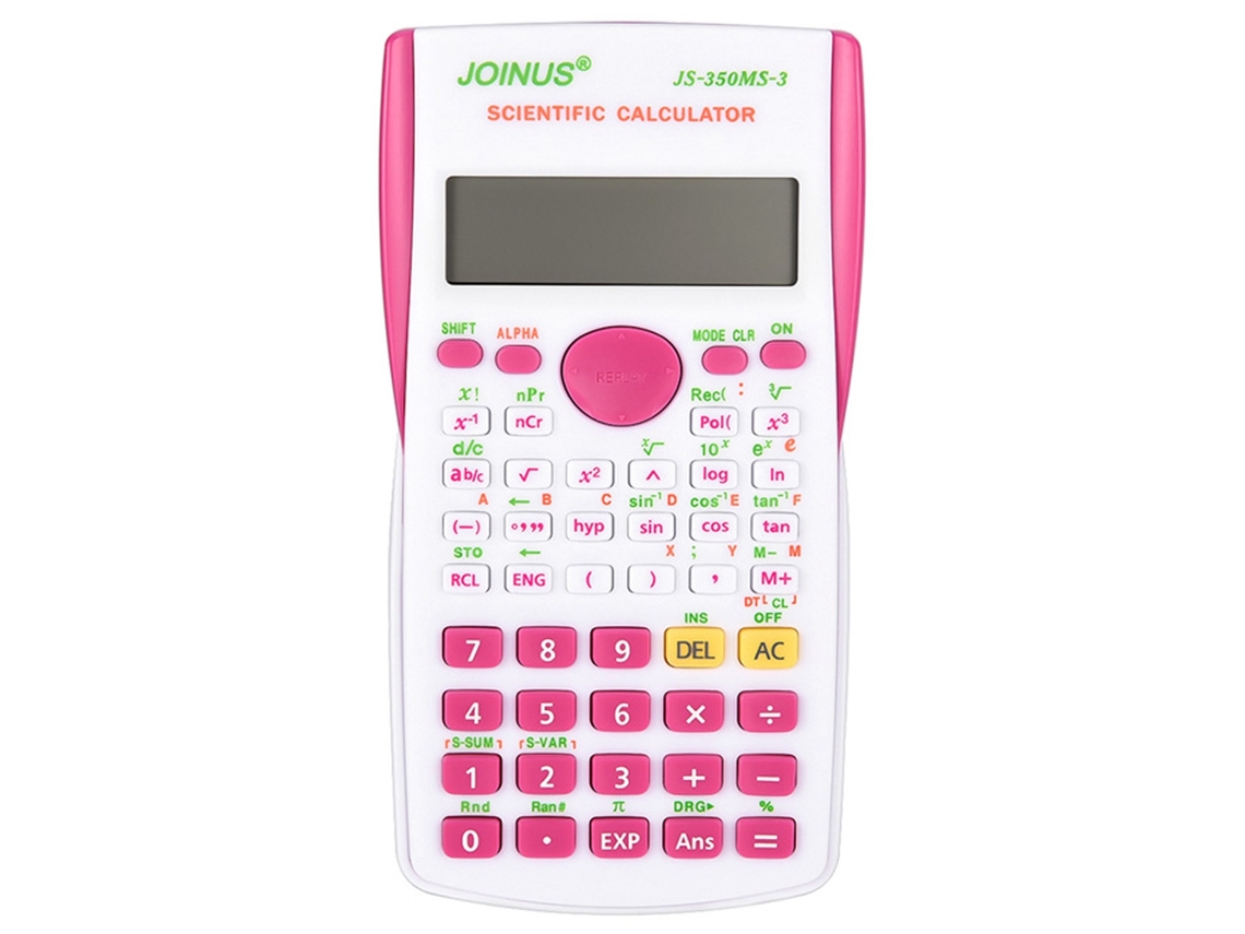 Calculadora Portátil Estudantil Js 350ms 3 Com Funções Eletrônica Vermelha