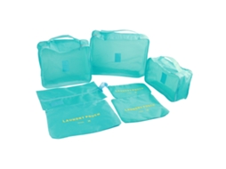Conjunto de 7 Sacos de Armazenamento para Viagem Grande Capacidade Azul Claro S/MARCA