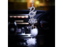 Colgante de Cisne de Cristal para Espejo Retrovisor de Coche Decoración Interior Blanca