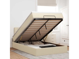 Vidaxl Estrutura De Cama Otomana Com Colchão Tecido Creme 120x200cm