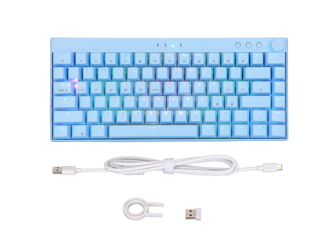 Teclado Mecânico Azul 82 Teclas 3 Modos Rgb Compatível Com Windows Ios Android Blue Switch