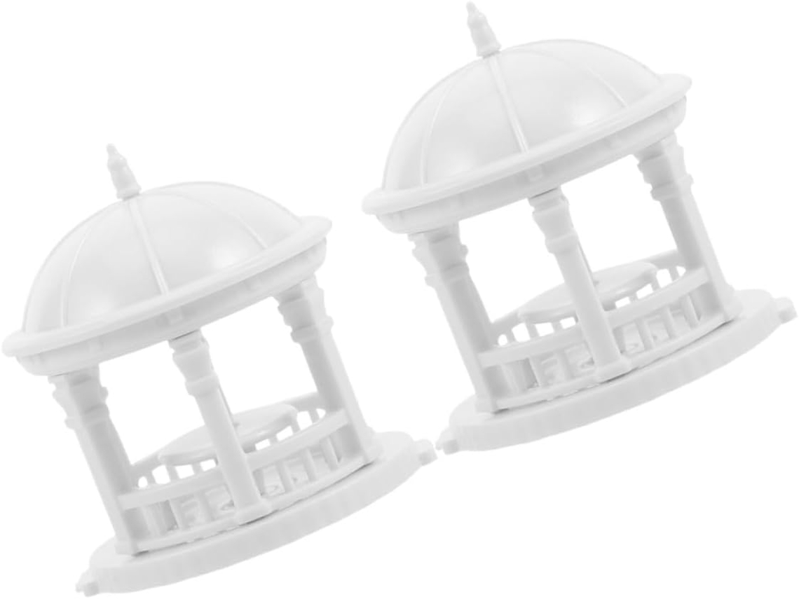2 Pavilhões de Jardim Europeus em Miniatura, Escala 1:100, Feitos de Plástico com Design Elegante e Construção Estável CHABERLU