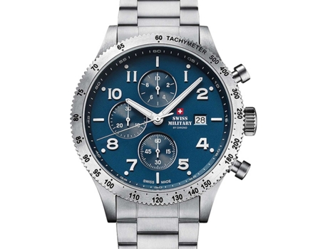 Relógio masculino prata aço inoxidável cronógrafo Sm34084.02 SWISS MILITARY BY CHRONO