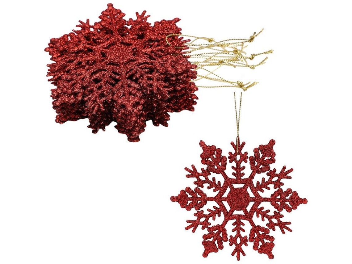 Kit de 12 decorações de nevasca Nova Line, glitter, 10cm, penduráveis para Natal | S/MARCA