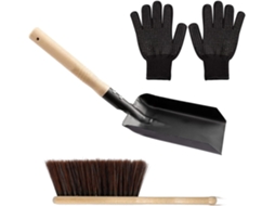 Ferramentas para Limpeza de Lareira Pá Cinzas Resistente 37 Cm, Escova com Cabo Ferro e CHABERLU