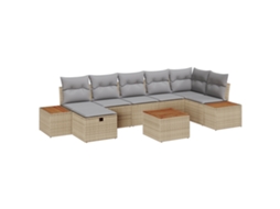 Conjunto 8 Sofá De Jardim Vidaxl Bege Vime Pe (55 X 62 X 69 Cm)