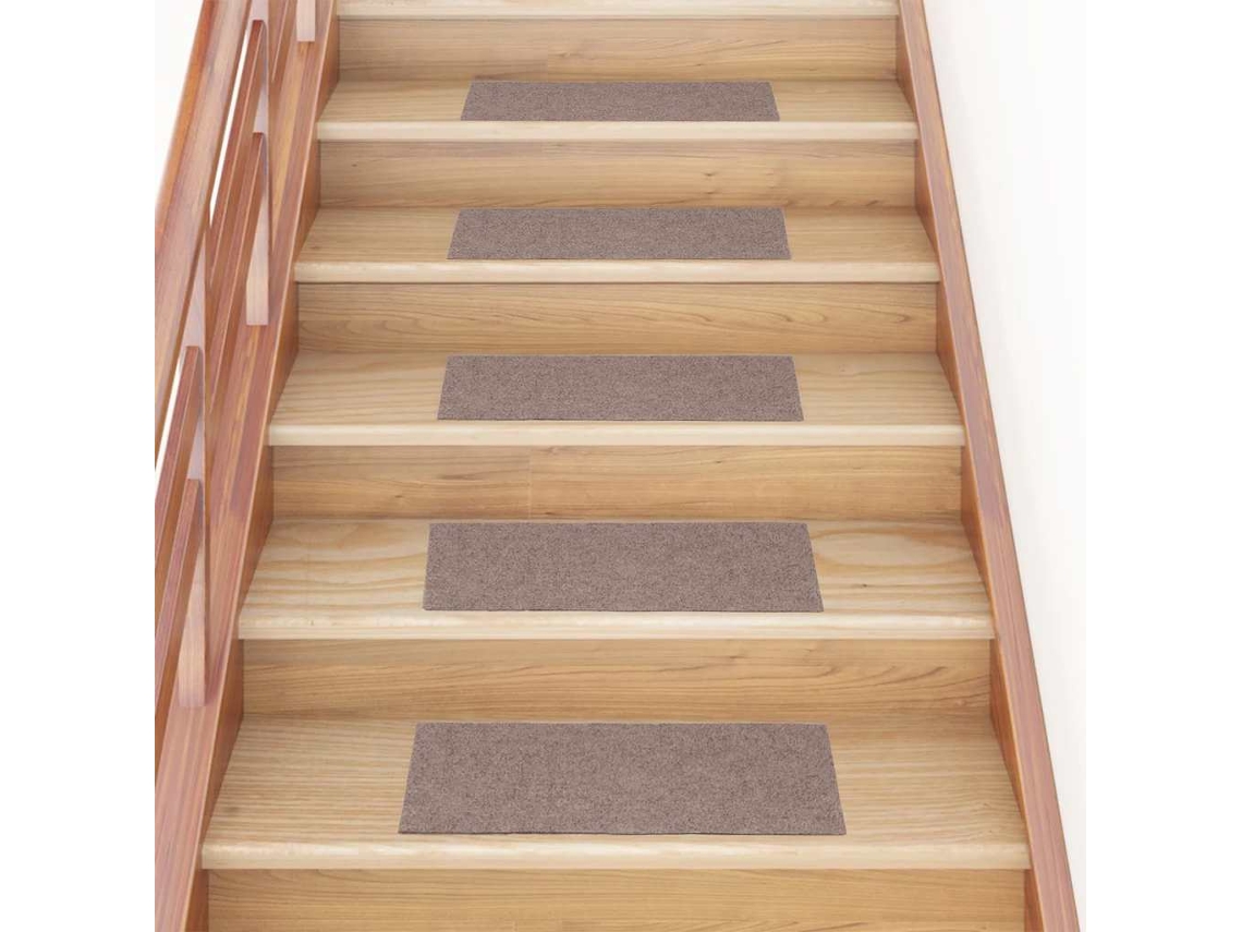 Vidaxl Tapetes De Escada Autoadesivos 30 Peças 60x25 Cm Marrom Claro Retangular
