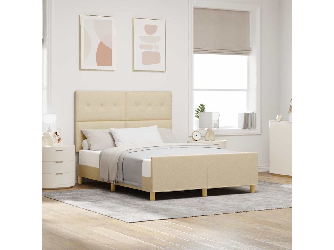 Vidaxl Estrutura Da Cama Com Cabeceira Creme 140 X 200 Cm Tecido