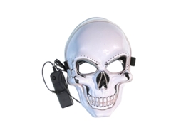 Máscara Facial Led Caveira com 3 Modos de Iluminação para Halloween e Cosplay Branco S/MARCA