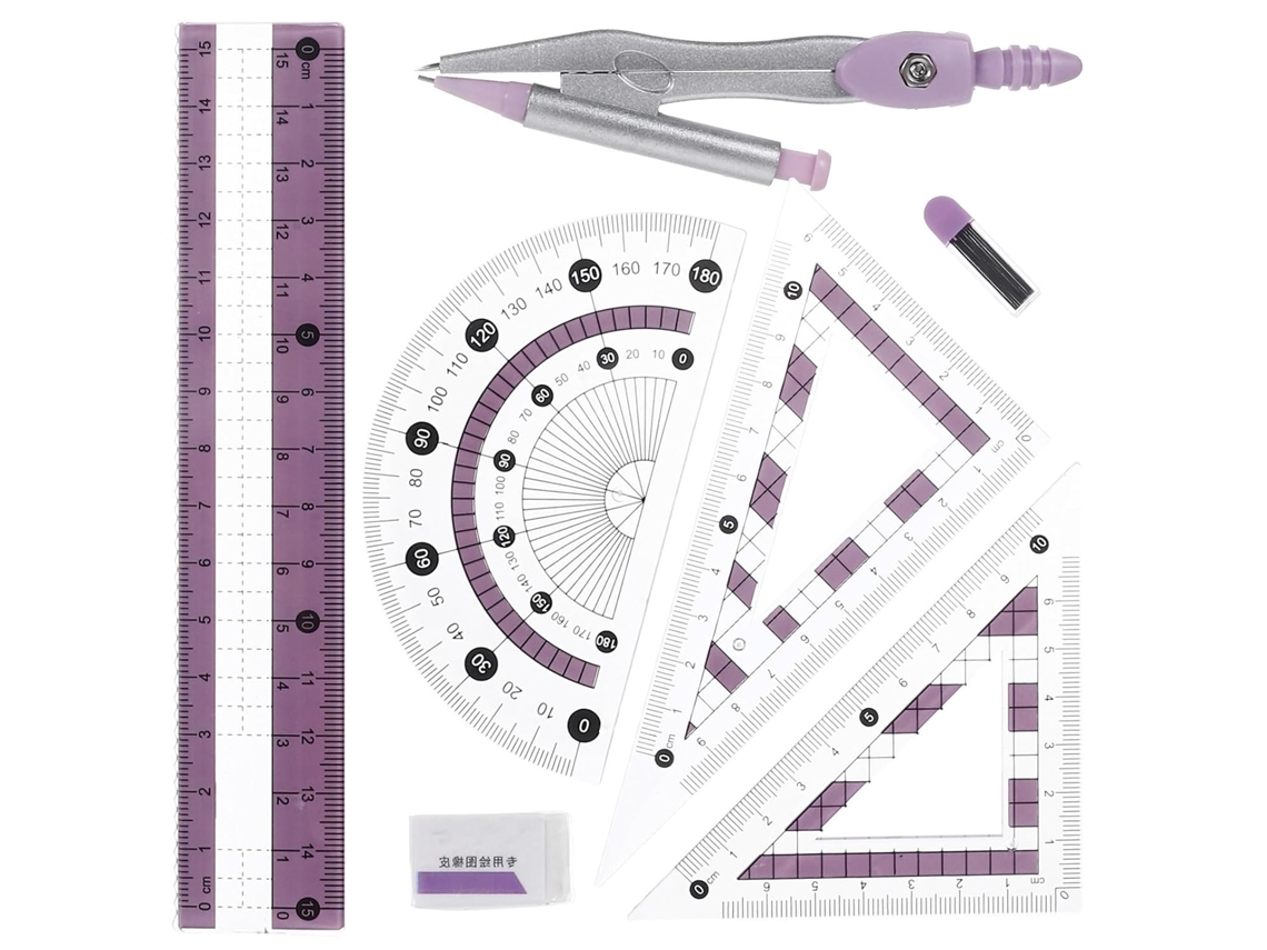 Kit De Material Escolar: Régua Multifuncional E Transferidor Plástico