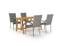 Vidaxl 5 Pcs Conjunto De Jantar Para Jardim Cinzento