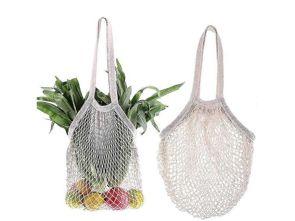 Sacola de Compras em Rede de Algodão, Reutilizável e Dobrável, Ideal para Guardar Frutas. GOKOCO