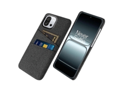 Capa De Tecido Capa Rígida De Pc Com Compartimentos Duplos Para Cartão Tkdaddy Para Oneplus 13t 5g, Preta