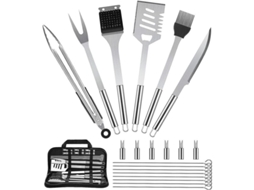 Kit de churrasco Nova Line 21 peças com espátula, espetos, escova