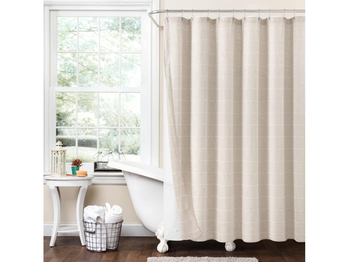 Conjunto De 2 Cortinas De Chuveiro Texturizadas E Transparentes Estilo Fazenda Com Forro De Peva, 182,9 X 182...