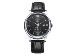 Relógio analógico masculino elegante em couro e liga metálica K6002-b preto