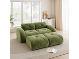 Sofá Modular 2 Lugares Verde Sem Estrutura Com 2 Puffs E Design Antiderrapante