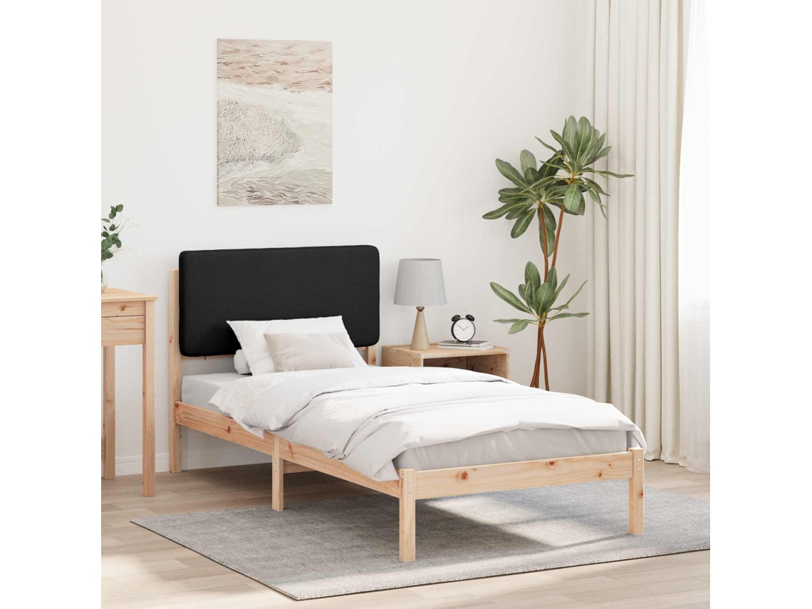 Vidaxl Estrutura De Cama Com Cabeceira Estofada Preto 90 X 200 Cm