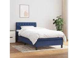 Cama Com Molas/colchão 90x200 Cm Tecido Azul