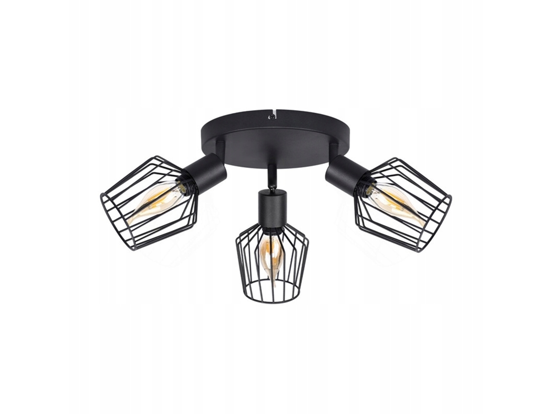Nettlife Focos Decorativos，3 Luzes E14 - Metal Redondo, Candeeiro De Corredor Industrial Giratório 350°, Candeeiro De Parede, Preto