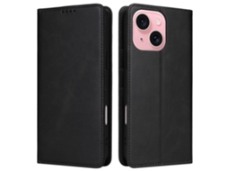 Capa Bloqueio Rfid Para Iphone 15 Pele Sintética Preto