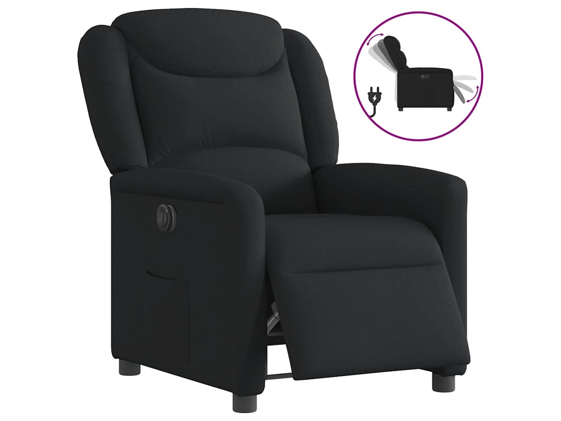 Vidaxl Poltrona Elétrica Reclinável Tecido Preto