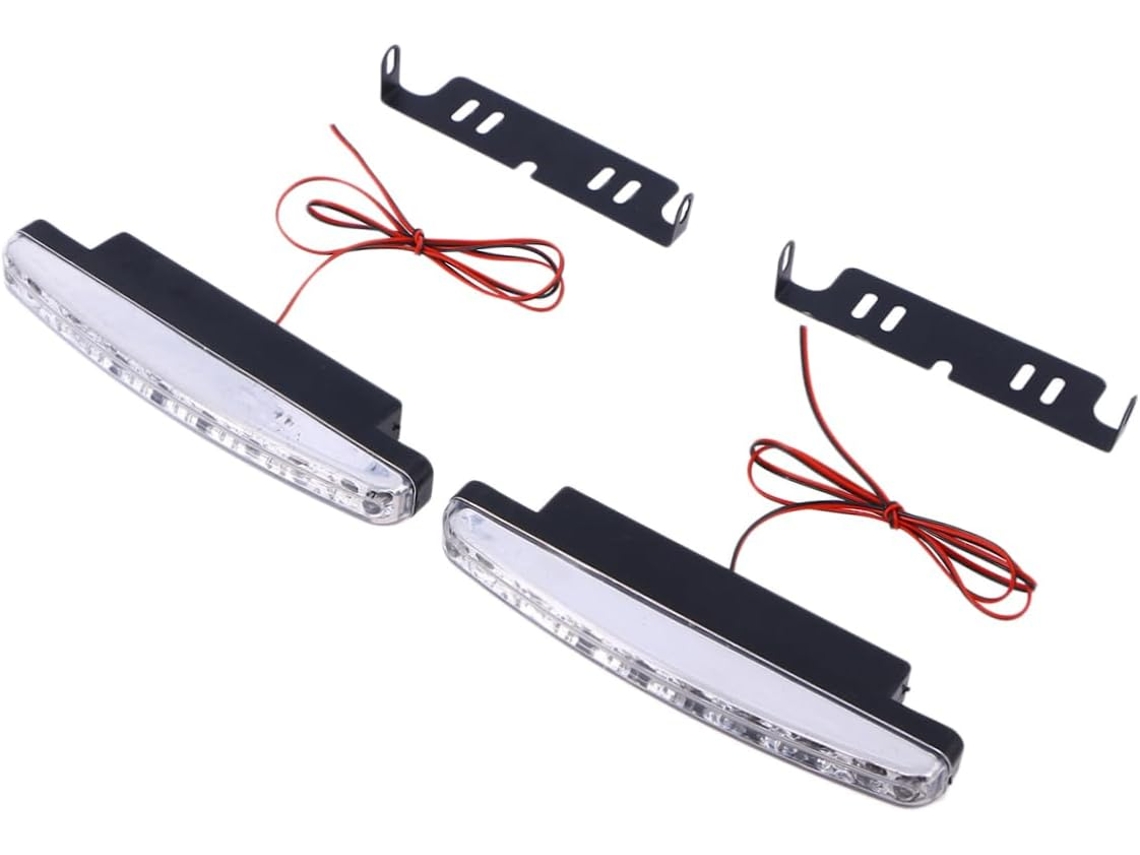 Luzes Diurnas Universais De Led Com 8 Leds Para Carros 2 Peças