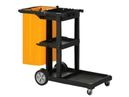 Carro de Limpeza com Bolsa Carrinho de Limpeza com Rodas e 3 Prateleiras 121x50.5x96.5cm Preto e Amarelo BTFORUS