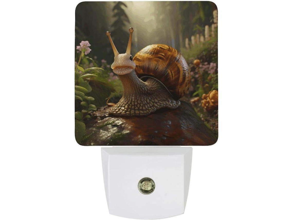 Luminária noturna com estampa de caracol animado, sensor de LED, luz noturna branca e suave para banheiro.
