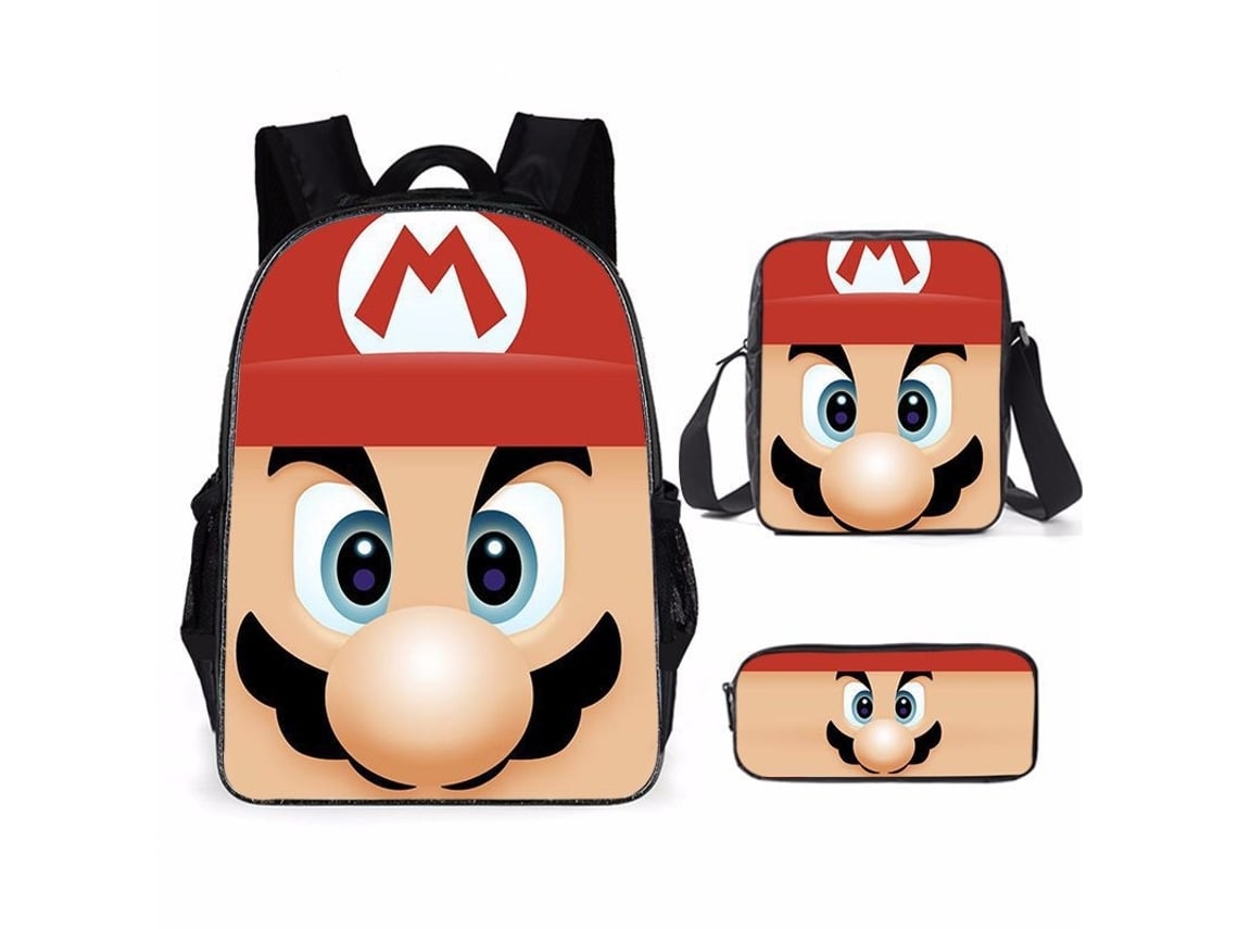 Conjunto De Três Peças De Mochila De Estudante  Mario39*