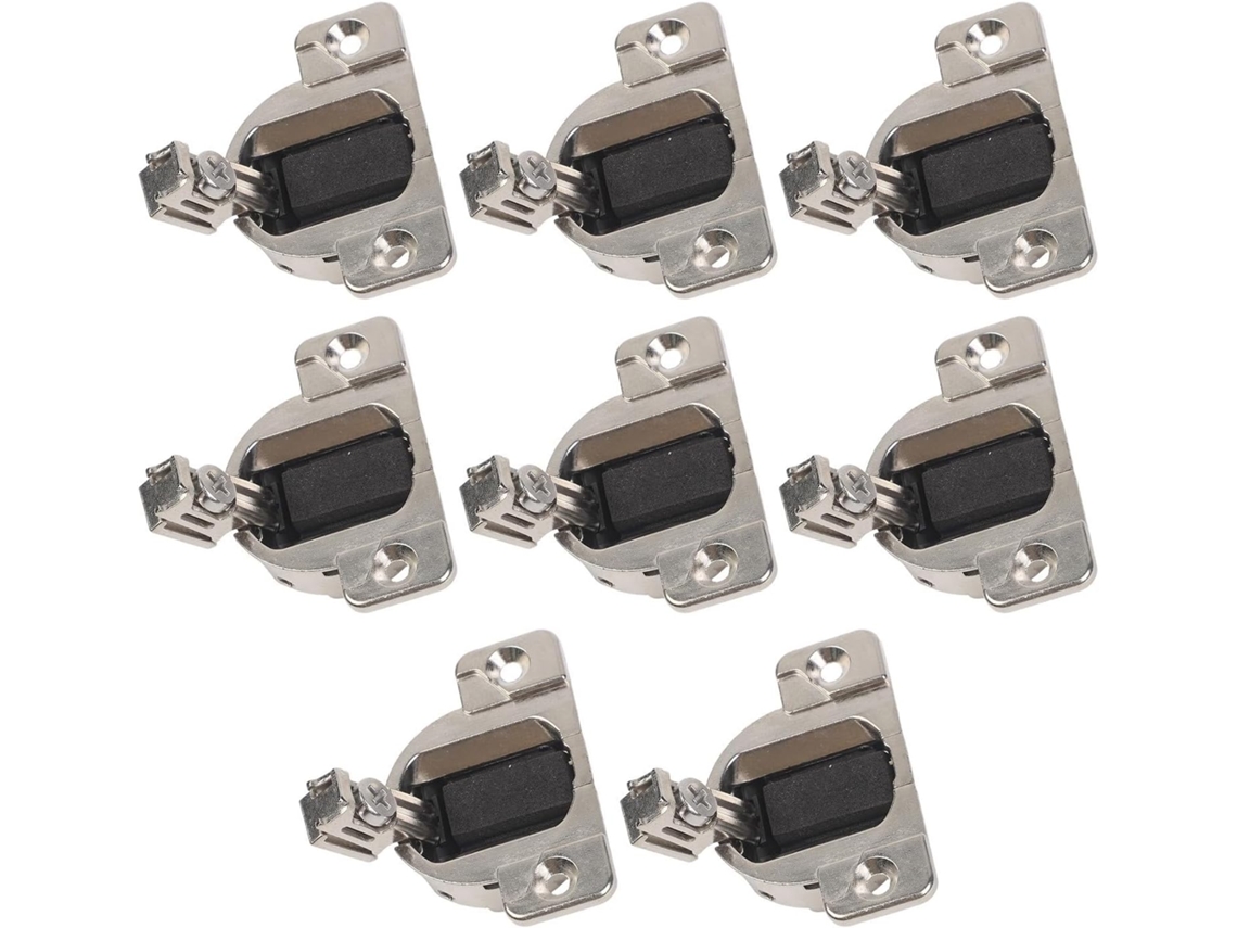 Kit Com 8 Dobradiças De Reposição Para Armários Portas 16a 19mm, Em Liga De Zinco Niquelado, Estilo Europeu, Com