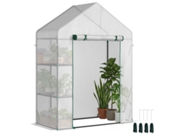 Estufa Jardim ZENCORE SERVICES com 2 prateleiras, porta enrolável, 143x73x195cm, aço, branco