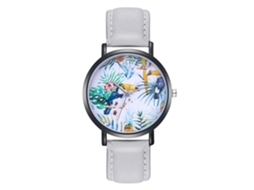 Relógio de Pulso Feminino de Quartzo Casual com Pulseira de Couro Pu Cinza Clássico