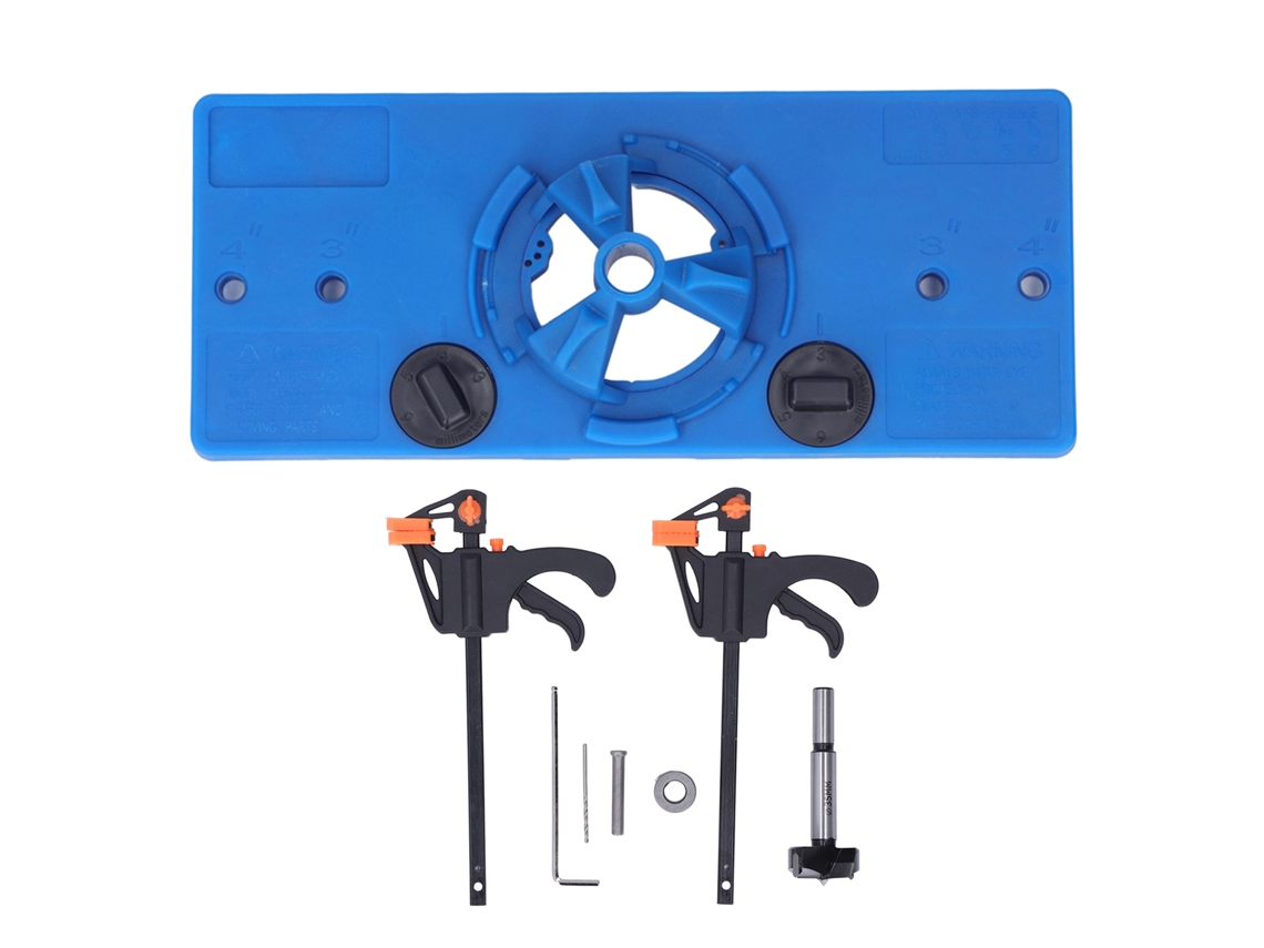 Jig Para Dobradiça Oculta 35mm Com 2 Ganchos F Kit Guia De Perfuração Porta Armário Azul