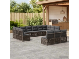 Vidaxl Conjunto De Sofá De Jardim 13 Pcs Cinzento Vime Pe
