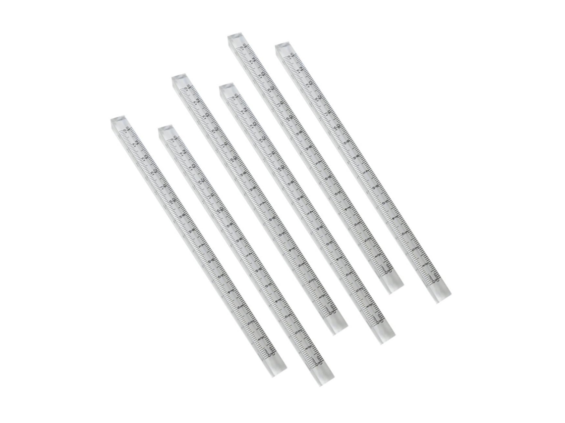 Régua Plástica Transparente Housoutil 6 Peças, Ferramentas de Medição para Desenho, Acessório Estudantil, Régua