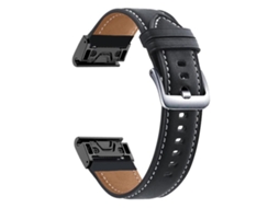 Bracelete para Garmin Fenix 7/7x/6x couro com fivela prateada liberação rápida preta XIAOMOYU (26mm)