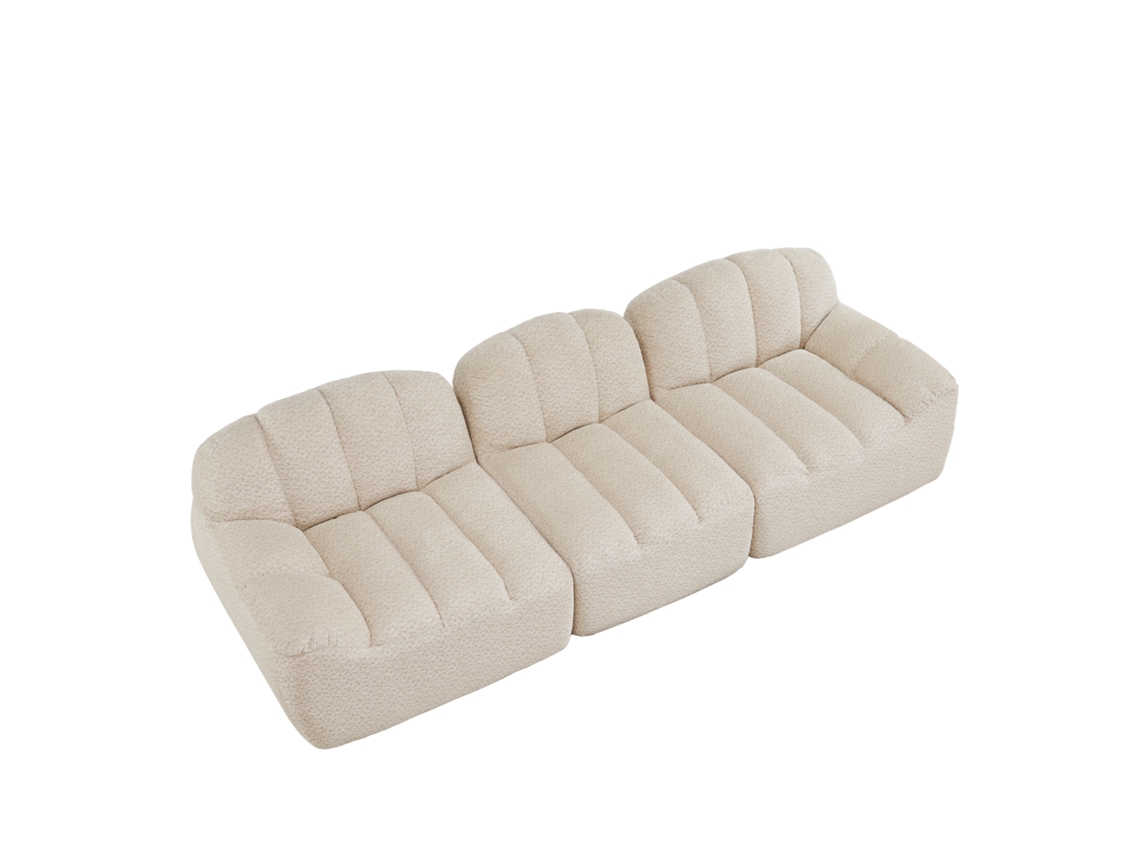 Sofá Modular Para 3 Pessoas Em Design Sem Estrutura, Espuma Densa 32d, Ideal Para Sala De Estar, Tecido Macio, Bege E Branco